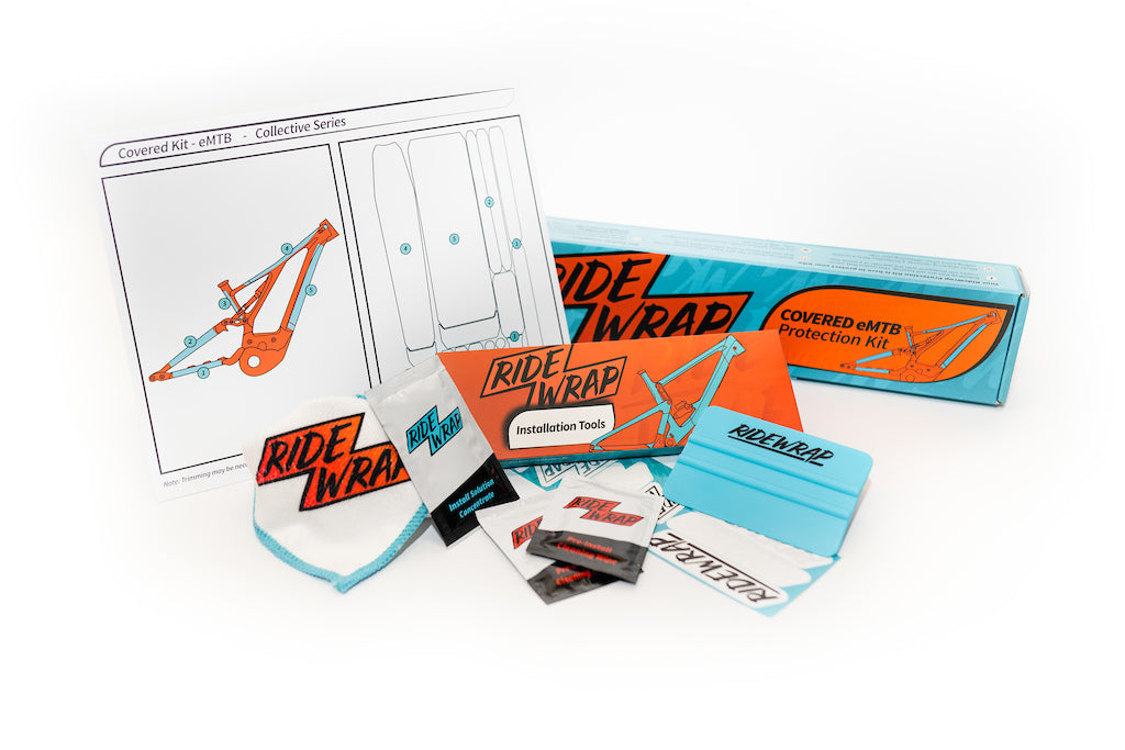 RideWrap Covered e-MTB Frame Kit contents